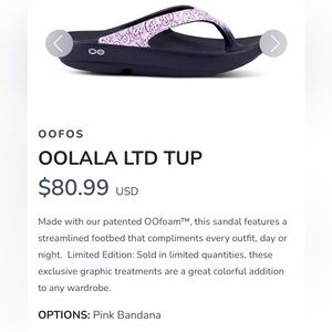 OOFOS OOlala LTD Thong Sandals Pink Bandana | Recovery Flip Flops | Sz 8